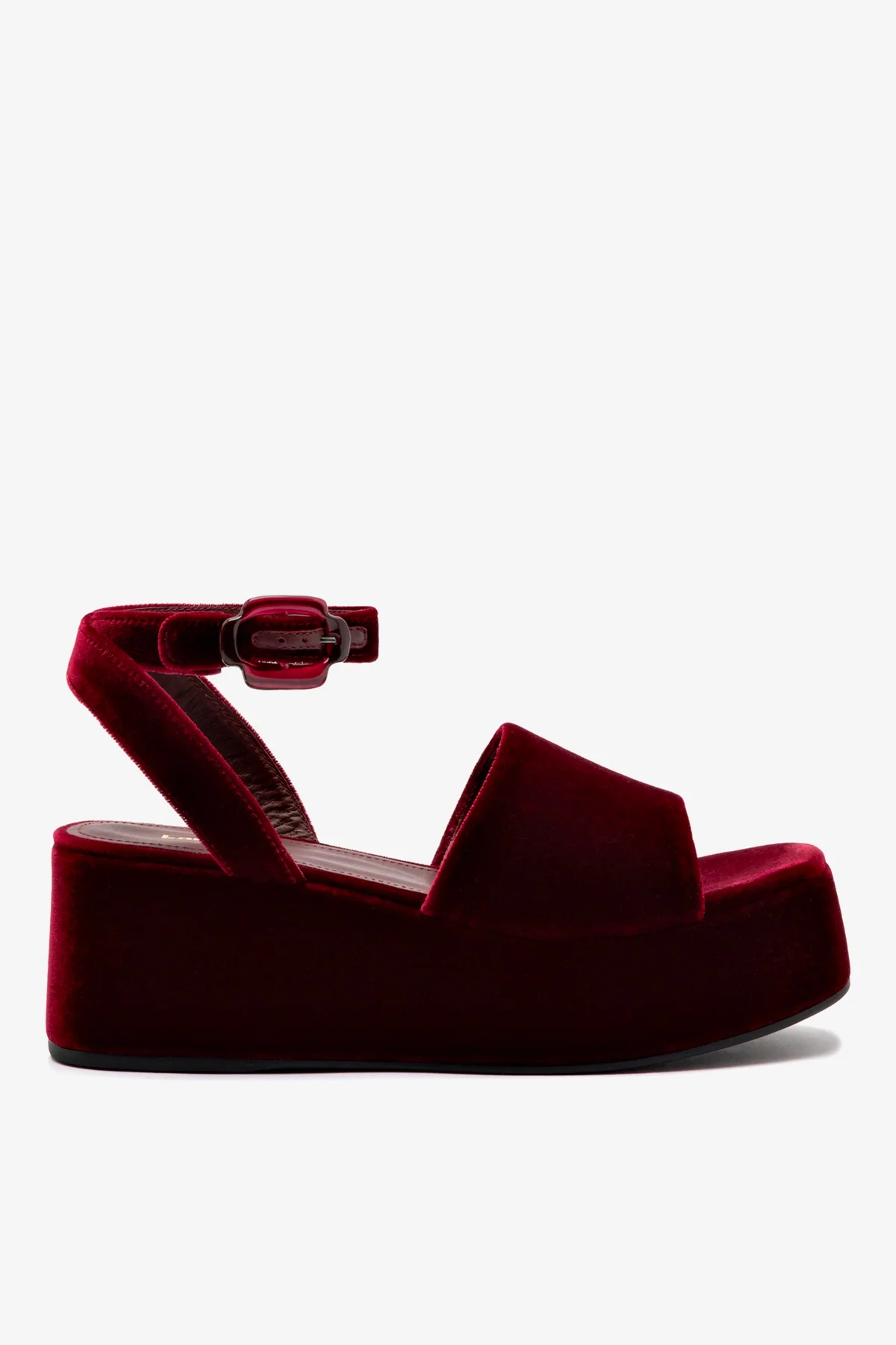 Sandália Flatform Charli Veludo Vinho