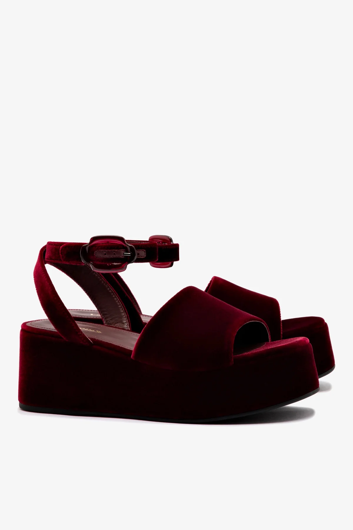 Sandália Flatform Charli Veludo Vinho - Image 3