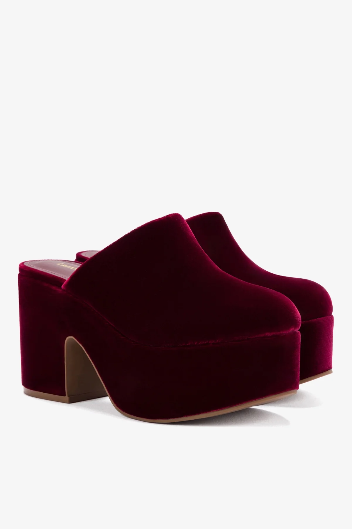 Mule Clog Plataforma Miso Veludo Vinho - Image 3