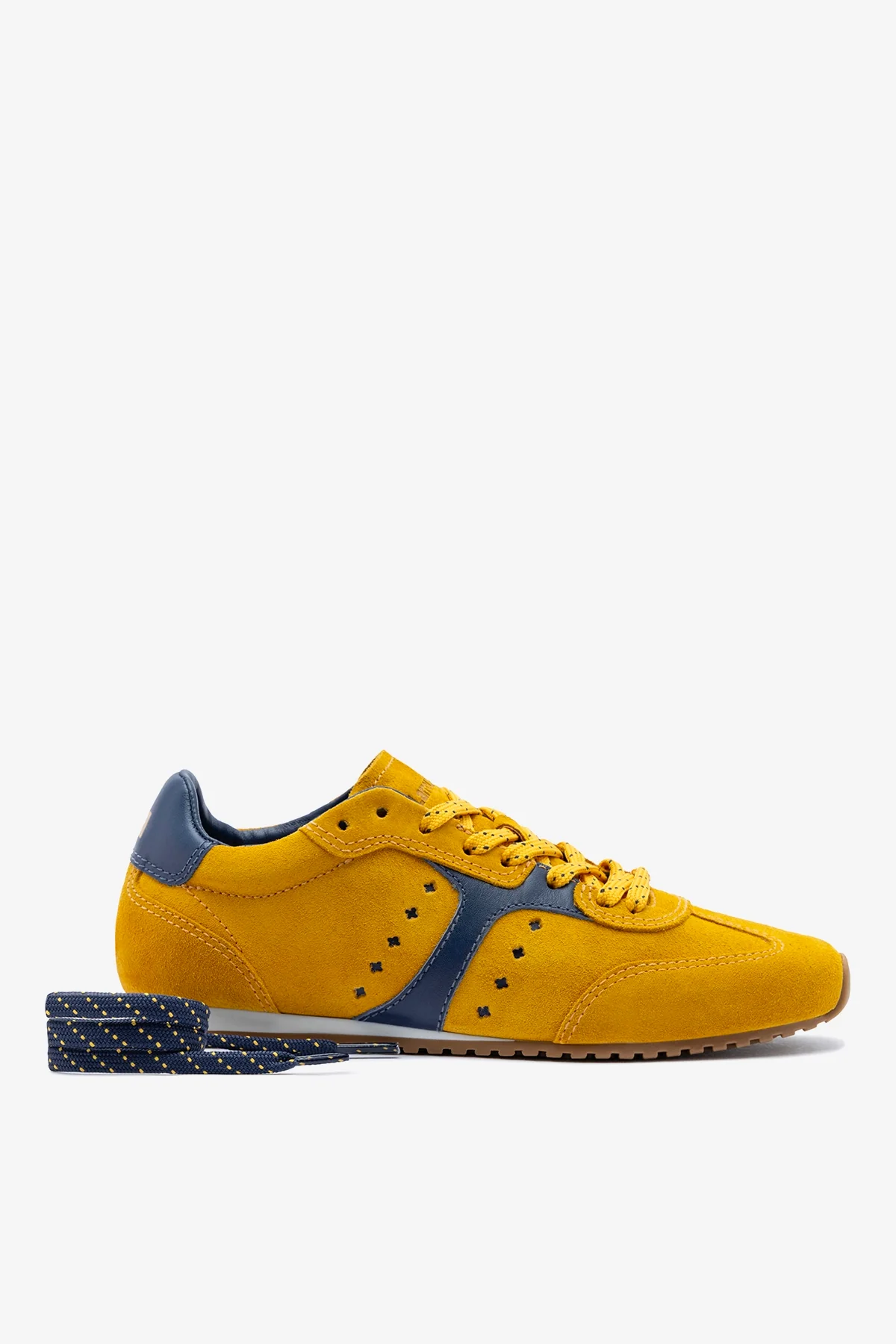 Tênis Stella Camurça Amarelo e Couro Azul - Image 5
